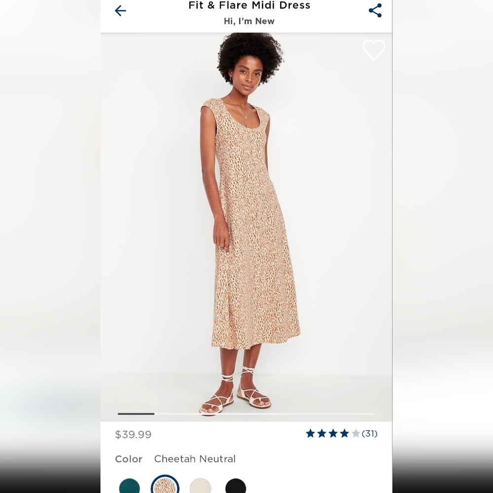 Fit & Flare Midi Dress in Tan animal print